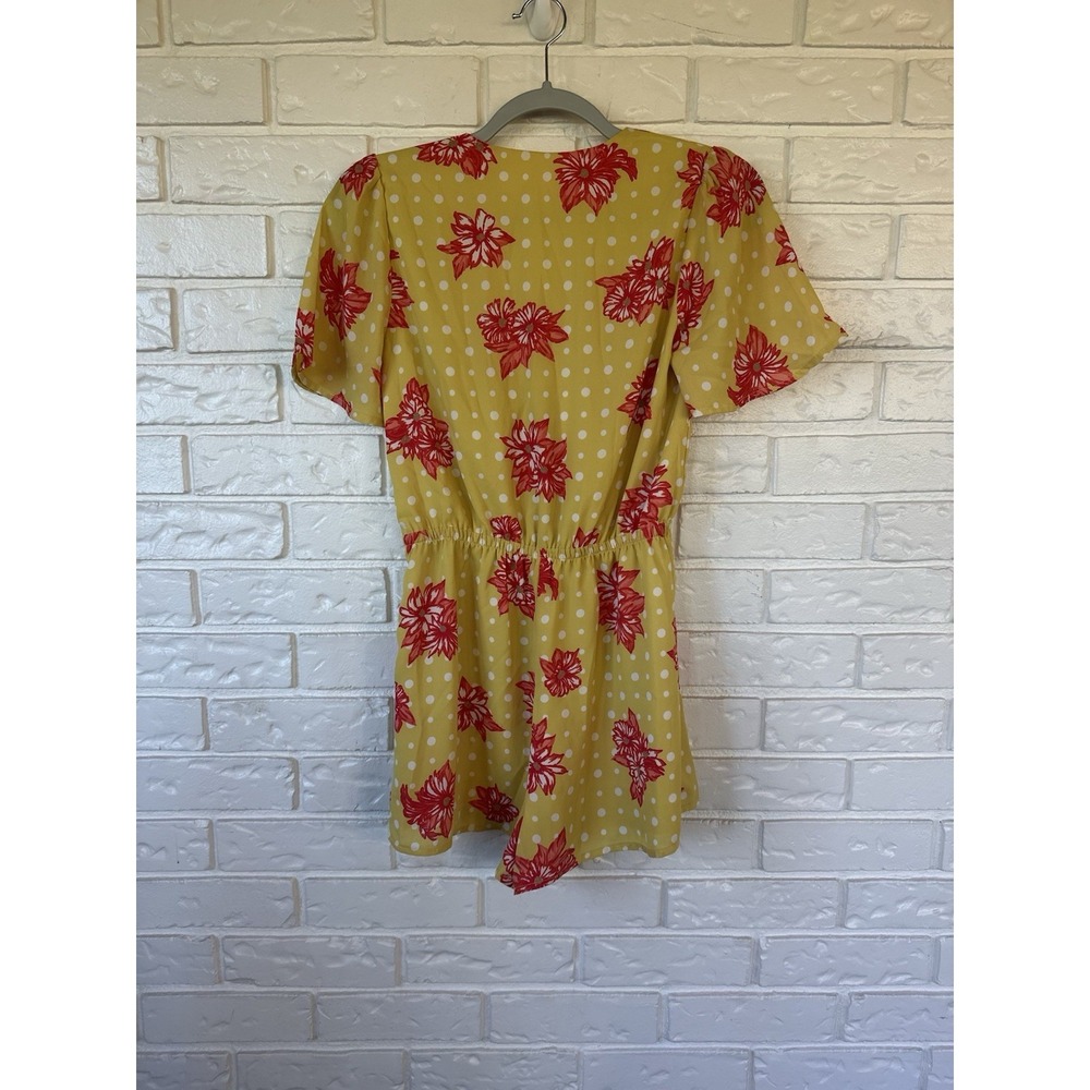 Lost + Wander Yellow Polka Dot Floral Romper XS - Picture 2 of 9